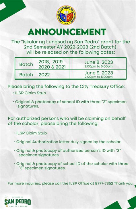 iskolar ng lungsod ng san pedro|ANNOUNCEMENT from The “Iskolar ng Lungsod ng .